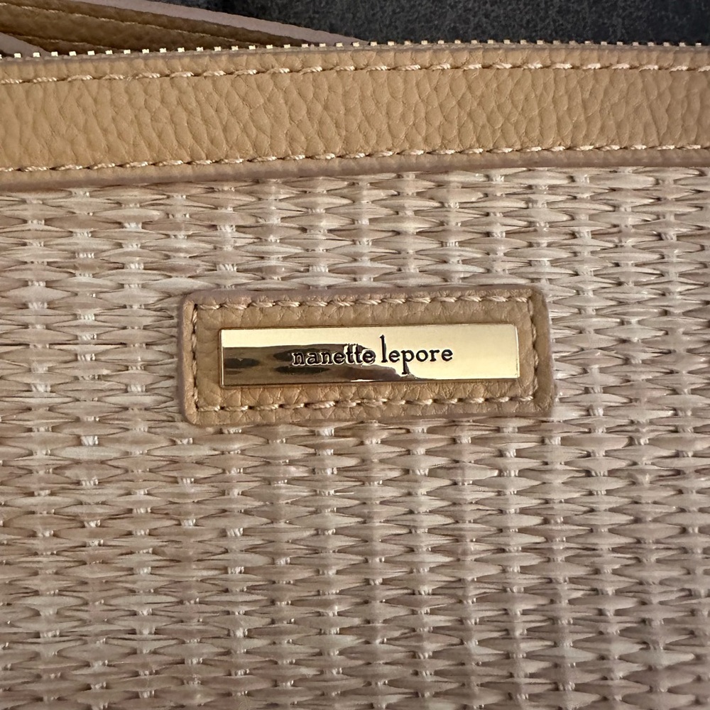 Nanette Lepore Woven Tan and Cream Wristlet  11x7.5x2” - Picture 2 of 5